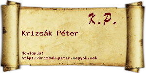 Krizsák Péter névjegykártya